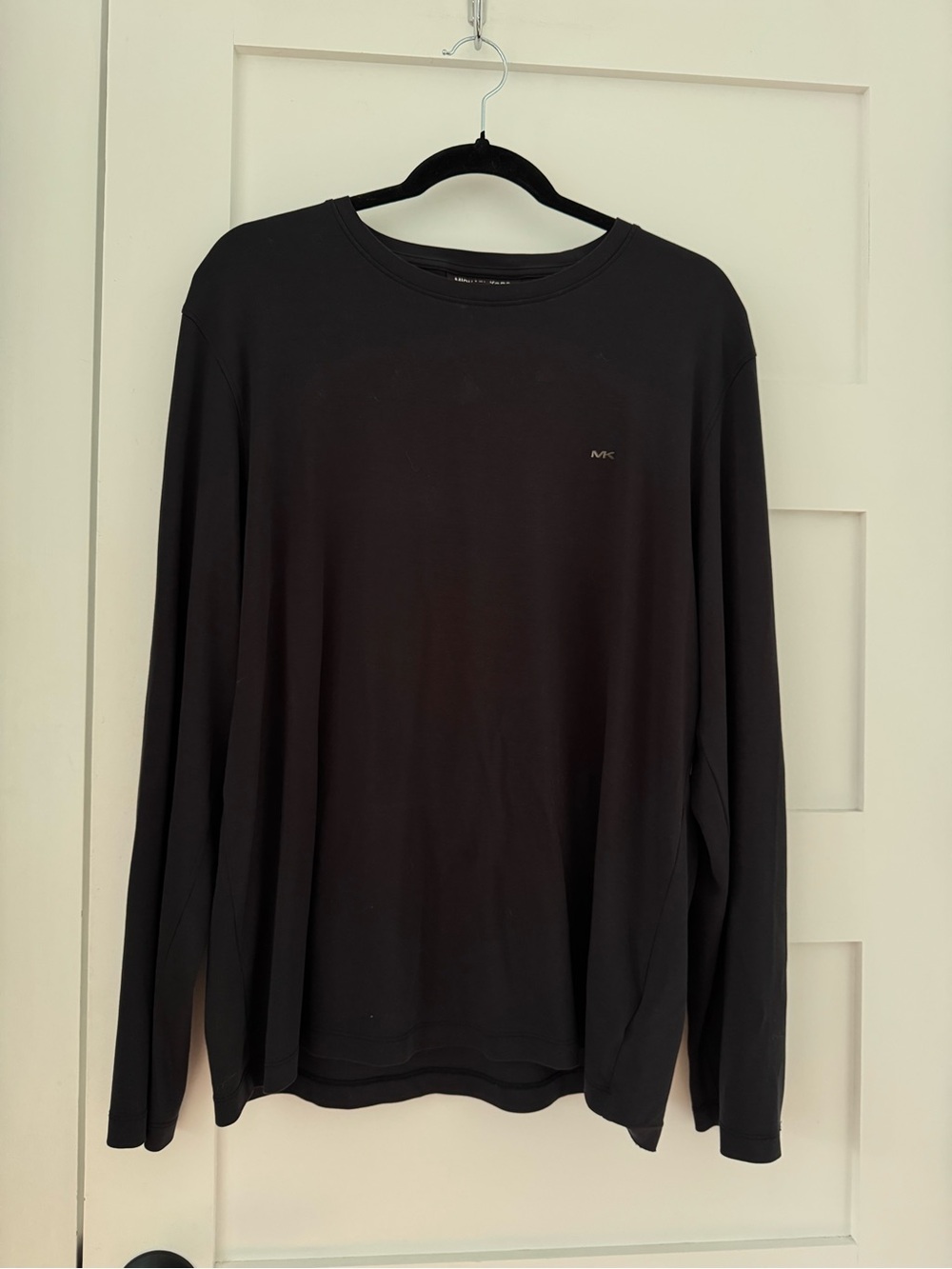 Michael Kors Black Long Sleeve Top - Chrome Logo Crewneck
